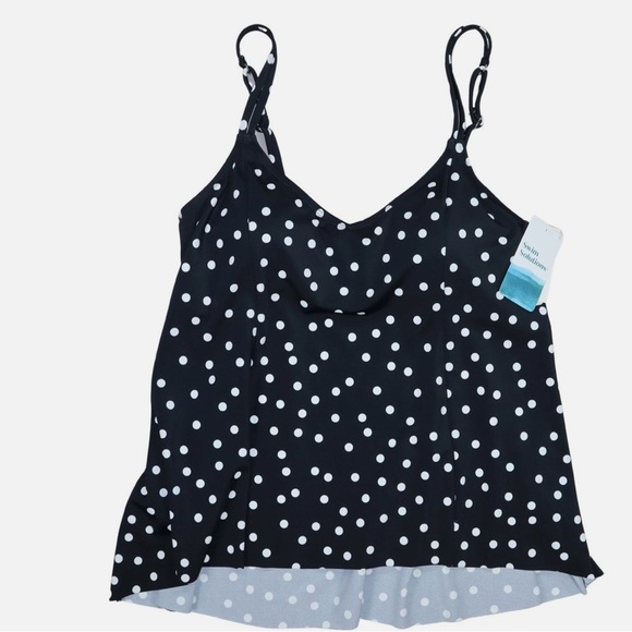 NWT Swim Solutions Plus Size Polka-Dot High-Low Tankini Top size 24W - Picture 4 of 5